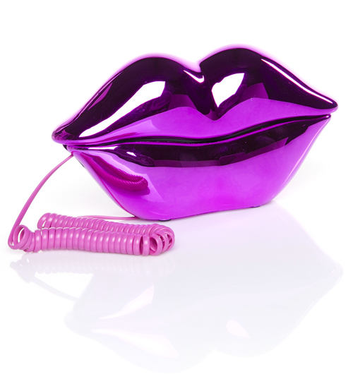 Retro Metallic Pink Lips Telephone