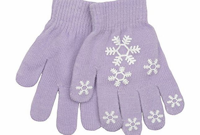 Rjm Girls Lilac Snowflake Design Gripper Gloves GL108