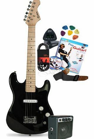 Rockburn MA-202-BK-PK 1/2 Size Electric Guitar Outfit - Black