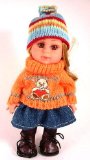 RSC 8 inch mini girl doll with woollen jumper and hat and denim skirt