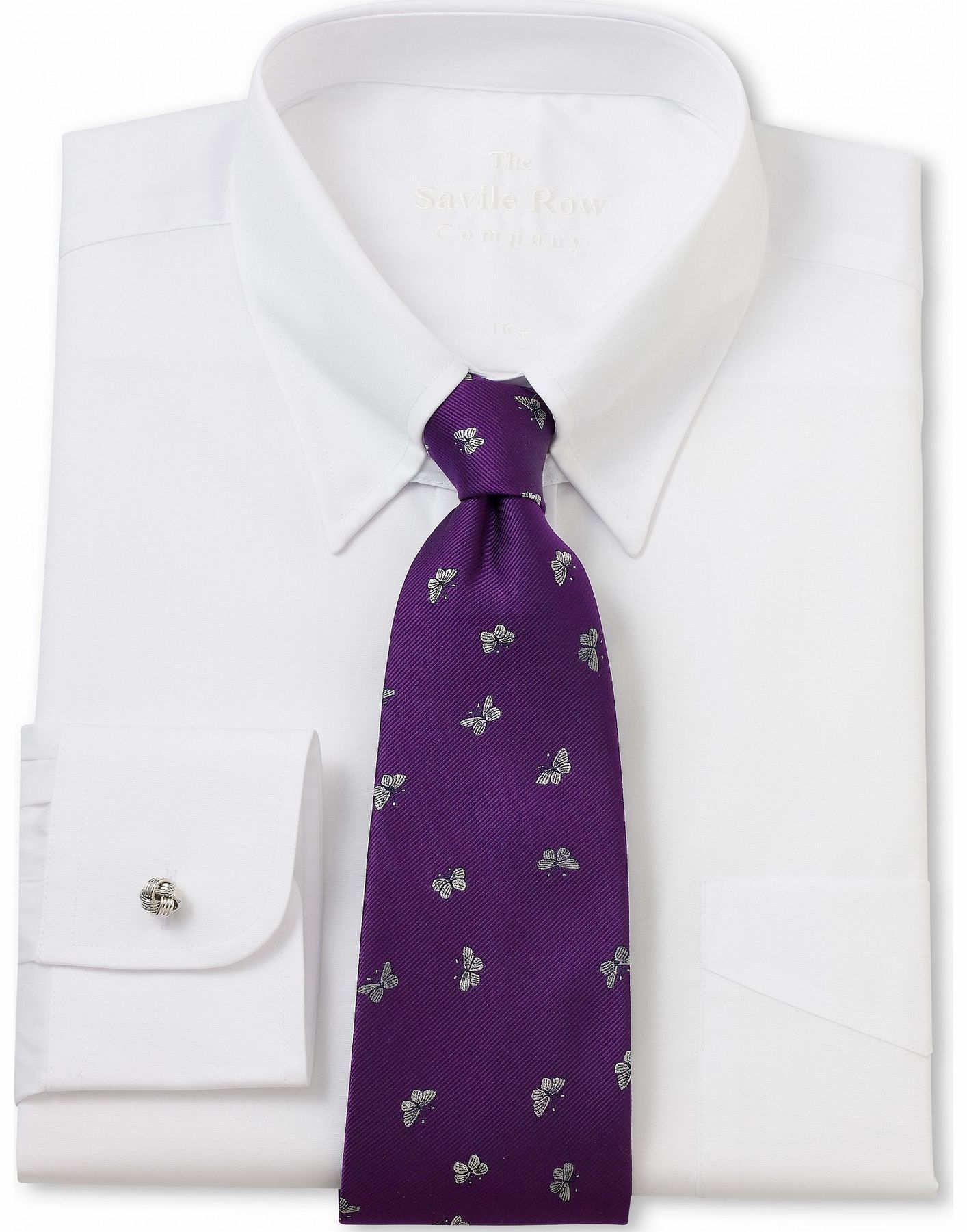 Savile Row Company White Poplin Tab Collar Classic Fit Shirt 19