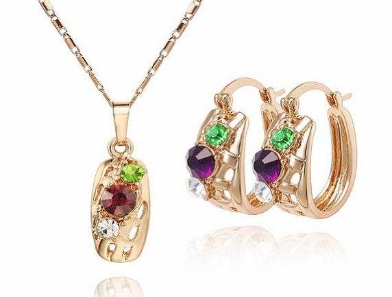 SaySure - New Fashion 18K Gold Plated Rhinestone Crystal Jewelry Set Necklace and Earrings - CHA-UK-CJ-100164