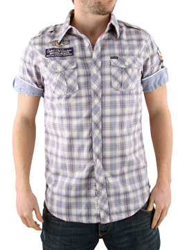 Scotch and Soda Blue Short Sleeved Checked Shirt