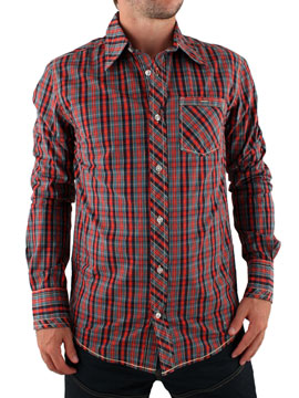 Scotch and Soda Red Long Sleeve Check Shirt