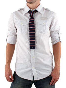 Scotch and Soda White Stripe Shirt with Tie