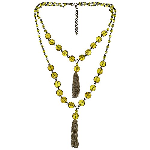 ShalinIndia Contemporary Designer Yellow Translucent Bead Necklace Costume Fashion Jewellery