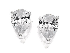 silver and Pear Shaped Cubic Zirconia Stud Earrings 060314
