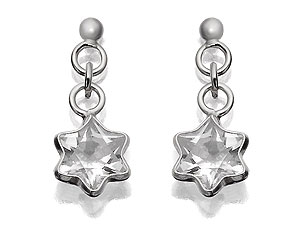 silver and Star Cubic Zirconia Drop Earrings 061289