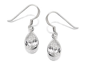 silver and Teardrop Cubic Zirconia Drop Hookwire Earrings 060746