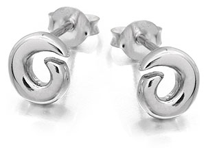 silver Circular Stud Earrings 060206
