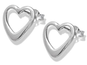 silver Heart Earrings 060211