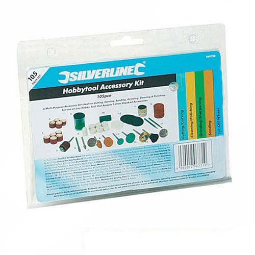 Silverline Tools Silverline 349758 Hobby Tool Accessory Kit 105-Piece 3.1mm Diameter mandrels