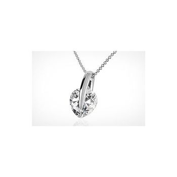 Silvexcraft 65G Solitaire Heart Pendant with Swarovski