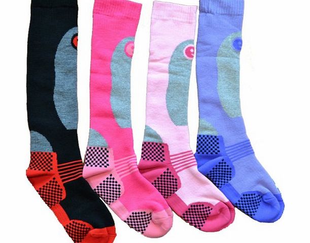 Ski Socks 4 Pairs High Performance Ladies Ski Socks Long Hose Thermal Socks Size 4-7