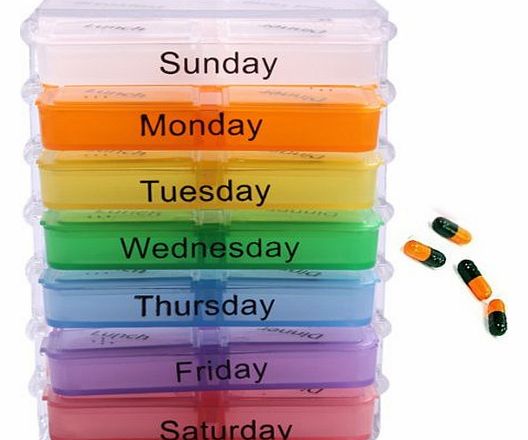 SODIAL(R) 7 Day Tablet Pill Boxes Storage Organizer Container Case