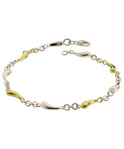sterling Silver and Gold Plated Silver Bean Bracelet