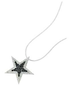 sterling Silver Black and White Cubic Zirconia Star Pendant