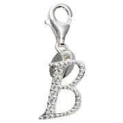 Sterling Silver Cubic Ziconia B Initial Charm