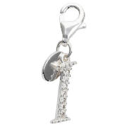 Sterling Silver Cubic Ziconia I Initial Charm