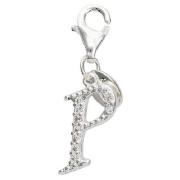 Sterling Silver Cubic Ziconia P Initial Charm