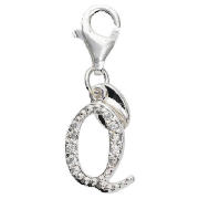Sterling Silver Cubic Ziconia Q Initial Charm