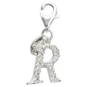 Sterling Silver Cubic Ziconia R Initial Charm