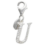Sterling Silver Cubic Ziconia U Initial Charm