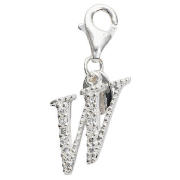 Sterling Silver Cubic Ziconia W Initial Charm
