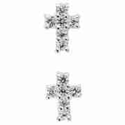 Sterling Silver Cubic Zirconia Cross Stud Earrings