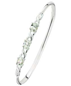 Sterling Silver Cubic Zirconia Kisses Bangle