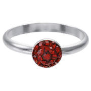 Sterling Silver Red Crystal Set Stacking Ring,