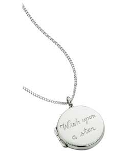 Sterling Silver Round Wish Upon a Star Locket