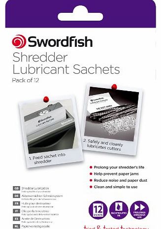 Swordfish Shredder Oil Lubrication Sachets - Suitable for all Paper Shredders (Pack of 12) ref 40015