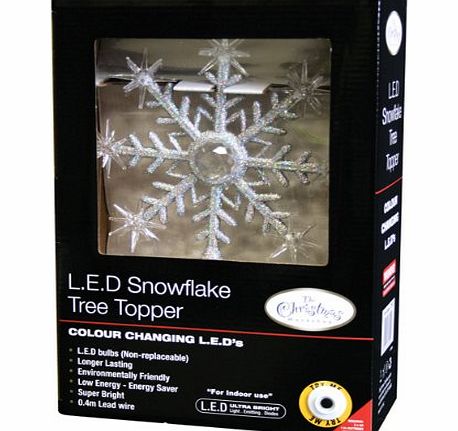 Battery Operated LED Snowflake Christmas Tree Topper Light