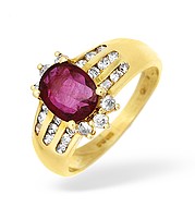 The Diamond Store.co.uk 18KY Channel Set Diamond and Ruby Ring 0.33CT