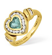 The Diamond Store.co.uk 18KY Diamond and Emerald Heart Design Ring 0.40ct
