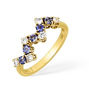 The Diamond Store.co.uk 18KY Diamond and Kanchan Sapphire Jagged Design Ring 0.25ct
