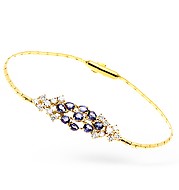 The Diamond Store.co.uk 18KY Diamond and Sapphire Cluster Bracelet 1.00CT