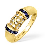 The Diamond Store.co.uk 18KY Diamond and Sapphire Design Ring 0.10ct