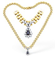 The Diamond Store.co.uk 18KY Diamond and Sapphire Drop Necklace 0.75ct 16Inches
