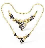 The Diamond Store.co.uk 18KY Diamond and Sapphire Intricate Design Necklace 1.00ct 18Inches