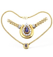 The Diamond Store.co.uk 18KY Diamond and Sapphire Teardrop Necklace 0.25ct 16Inches