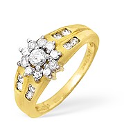 The Diamond Store.co.uk 18KY Diamond Flower Design Ring with Shoulder Detail 0.70CT