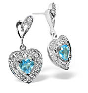 The Diamond Store.co.uk 9KW DIAMOND BLUE TOPAZ EARRINGS 0.07CT
