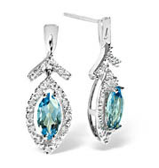 The Diamond Store.co.uk 9KW DIAMOND BLUE TOPAZ EARRINGS 0.14CT