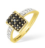 The Diamond Store.co.uk 9KY Diamond and Black Diamond Pave Design Ring 0.12ct BD0.25ct