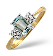 The Diamond Store.co.uk Blue Topaz and 0.06CT Diamond Ring 9K Yellow Gold