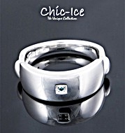 The Diamond Store.co.uk Chic Ice Blue Diamond Designer Silver Napoli Ring