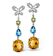 The Diamond Store.co.uk Multi and 0.04CT Diamond Earrings 9K White Gold