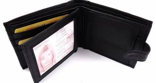 The Leather Emporium Leather Emporium Mens High Quality Luxury Soft Black Tri Fold Leather Wallet